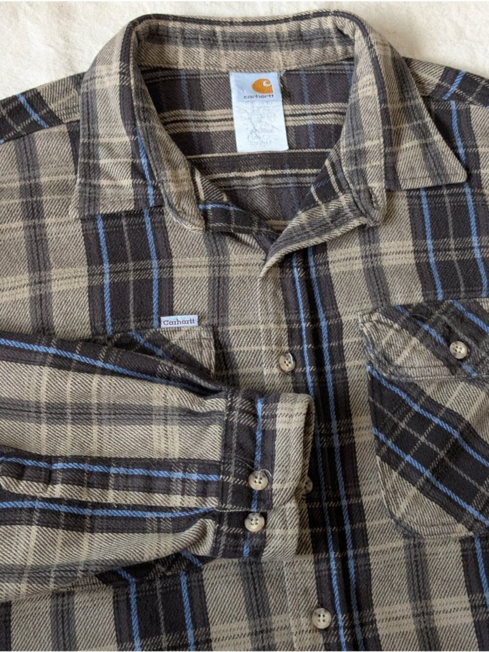 Carhartt Vintage 90s All Cotton Heavyeight Woven Flannel Men's Brown 2XLT USA